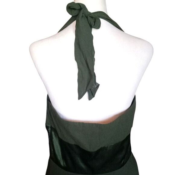 Vintage Donna Ricco Hunter Green Baby Doll Style Beaded Waist Silk Dress - Picture 8 of 8